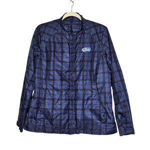North End Sport Bud Light‎ Womens Jacket Blue Plaid Full zip Lightweight Size L